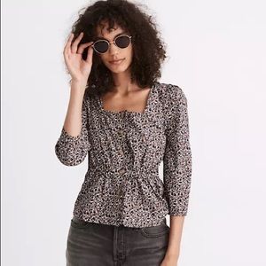 Madewell peplum top in harvest vine